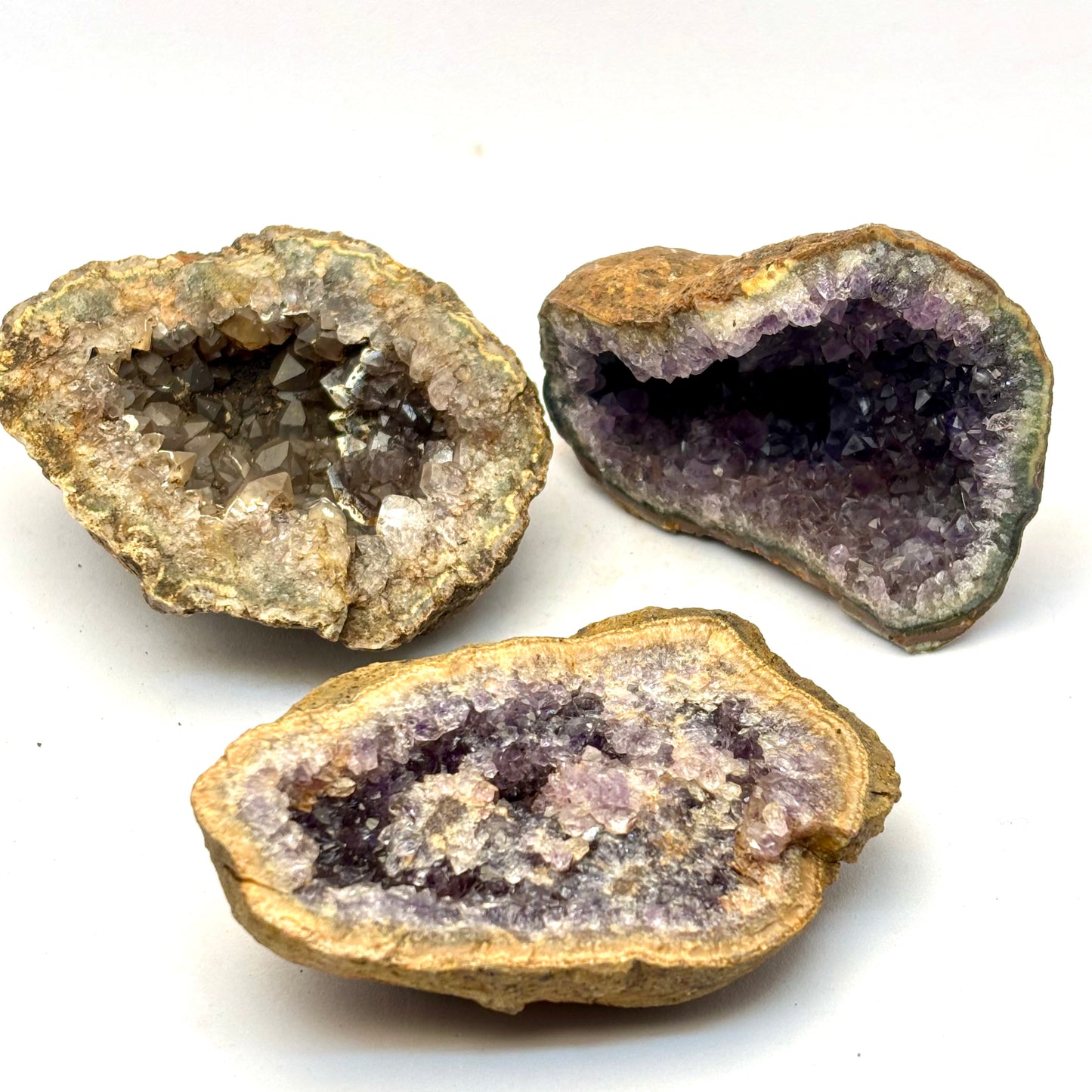 3 ametyst geoder fra Zululand SA 7-8 cm | nr 15 3 ametyst geoder fra Zululand SA 7-8 cm | nr 15