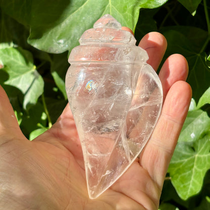 Rituel konkylie | håndskåret Himalaya Bjergkrystal | 12,8 cm