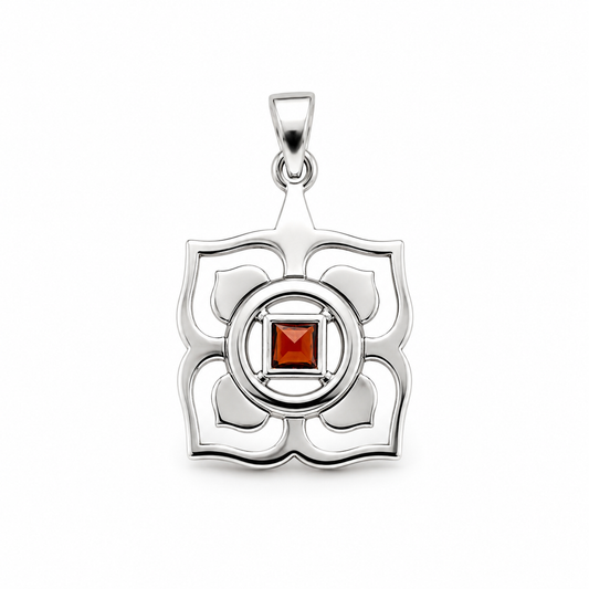 Billede af Rod Chakra vedhæng | 925 Sterling Sølv og granat