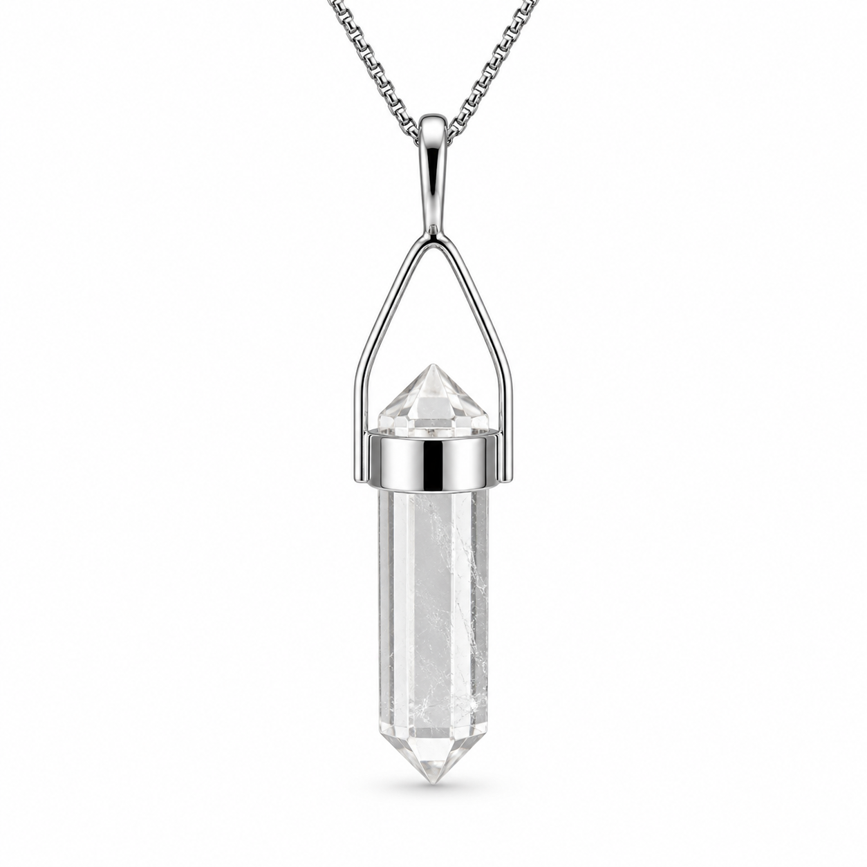 Bjergkrystal dobbelt spids vedhæng | 925 Sterling Sølv Bjergkrystal dobbelt spids vedhæng | 925 Sterling Sølv