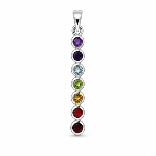 Billede af Chakra stav vedhæng | 925 Sterling Sølv, 7 krystaller