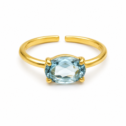 Blå Topas fingerring | forgyldt 925 Sterling Sølv, Topas