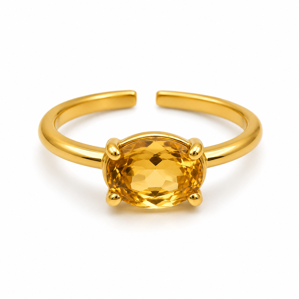 Citrin fingerring | forgyldt 925 Sterling Sølv, Citrin Citrin fingerring | forgyldt 925 Sterling Sølv, Citrin