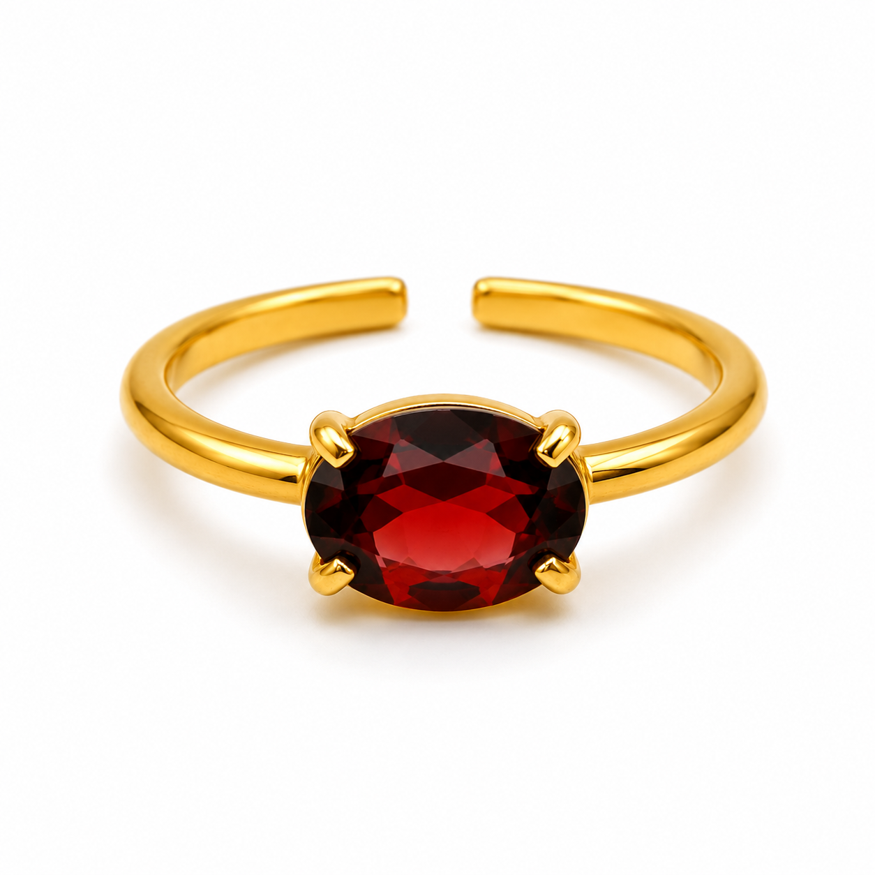 Granat fingerring | forgyldt 925 Sterling Sølv, facetslebet garnet Granat fingerring | forgyldt 925 Sterling Sølv, facetslebet garnet