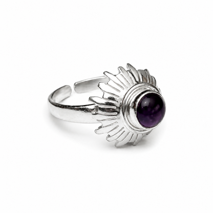 Krone Chakra fingerring | 925 Sterling Sølv og Ametyst