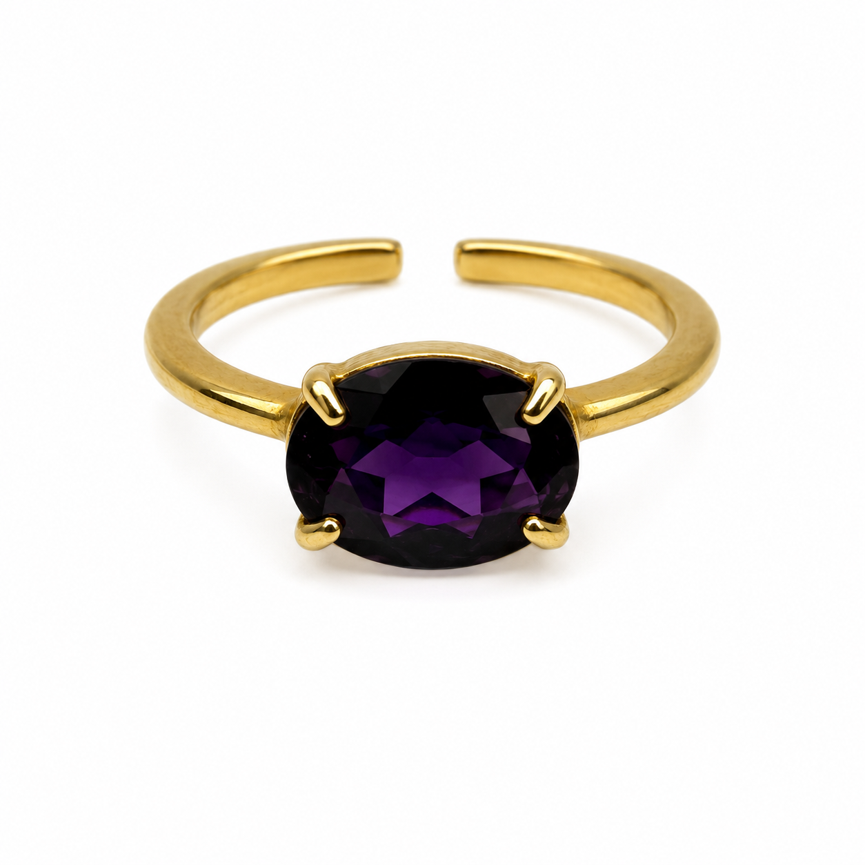 Ametyst fingerring | Guldbelagt 925 Sterling Sølv, facetslebet ametyst Ametyst fingerring | Guldbelagt 925 Sterling Sølv, facetslebet ametyst