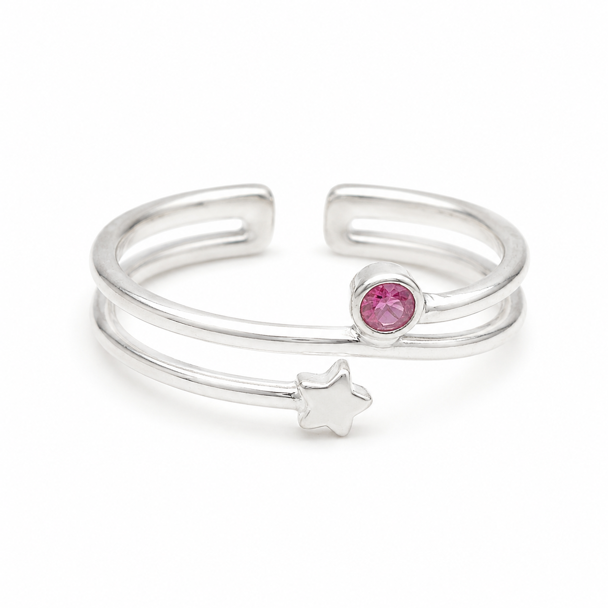 Rubin og stjerne fingerring | 925 Sterling Sølv og rubin Rubin og stjerne fingerring | 925 Sterling Sølv og rubin