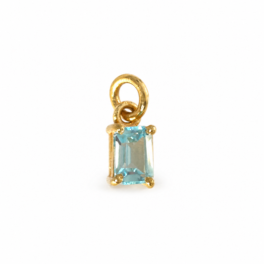 Billede af Blå Topaz charm – 18k forgyldt sølv vedhæng