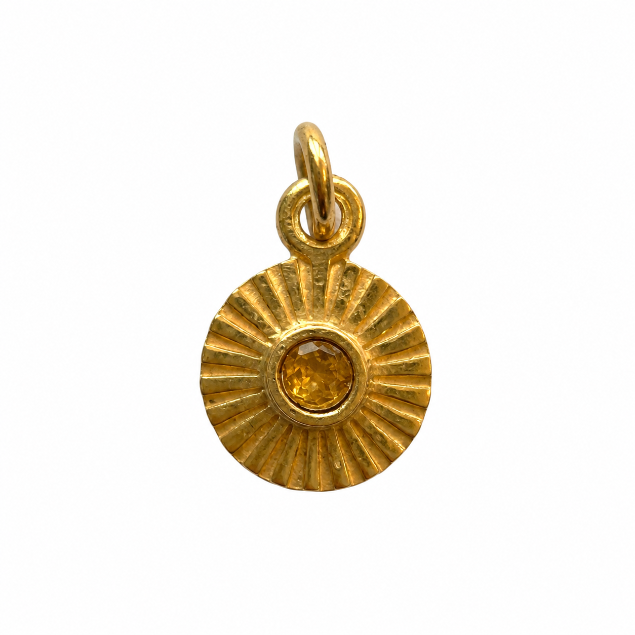 Citrin sunburst charm – 18k forgyldt sølv vedhæng Citrin sunburst charm – 18k forgyldt sølv vedhæng