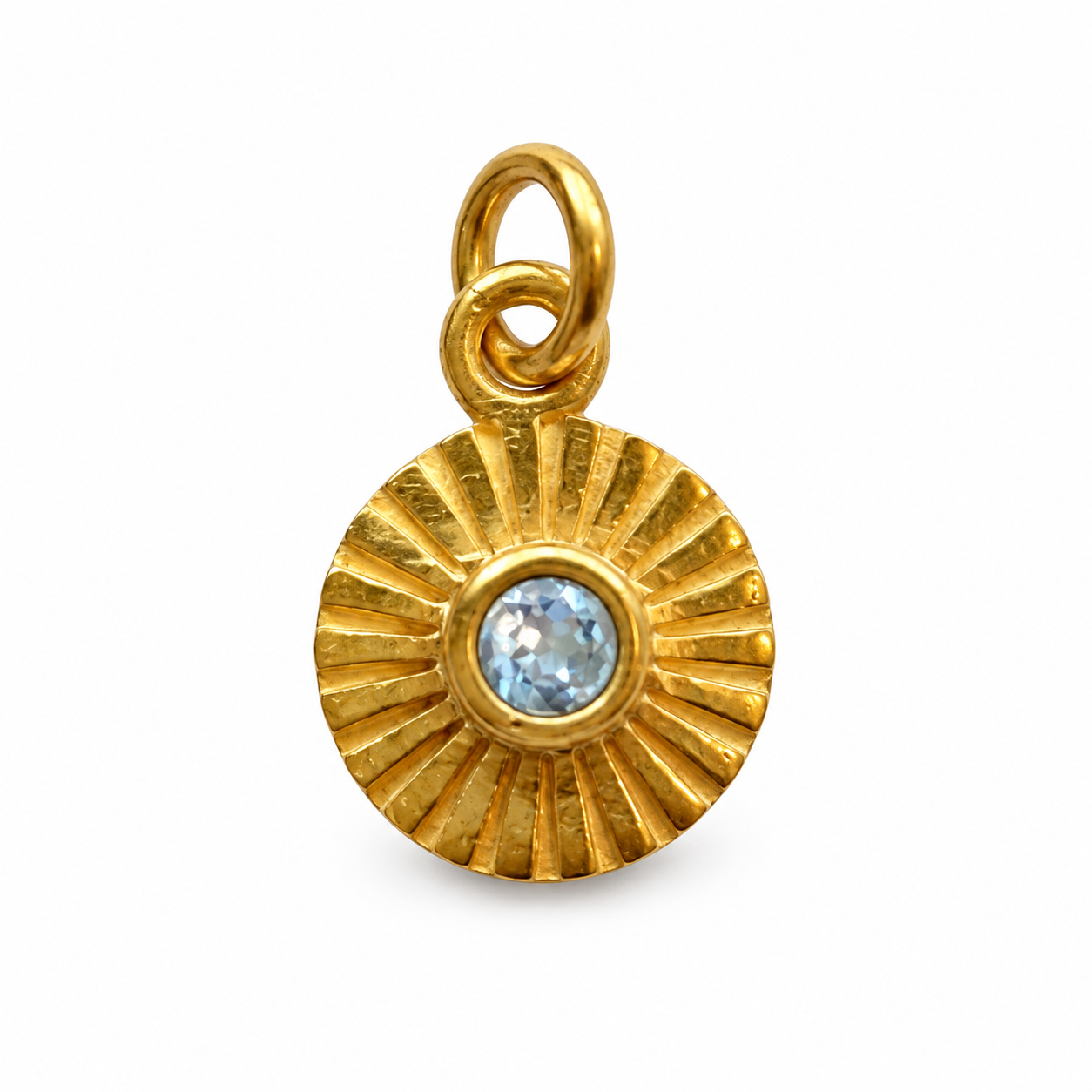 Blå Topaz sunburst charm – 18k forgyldt sølv vedhæng Blå Topaz sunburst charm – 18k forgyldt sølv vedhæng