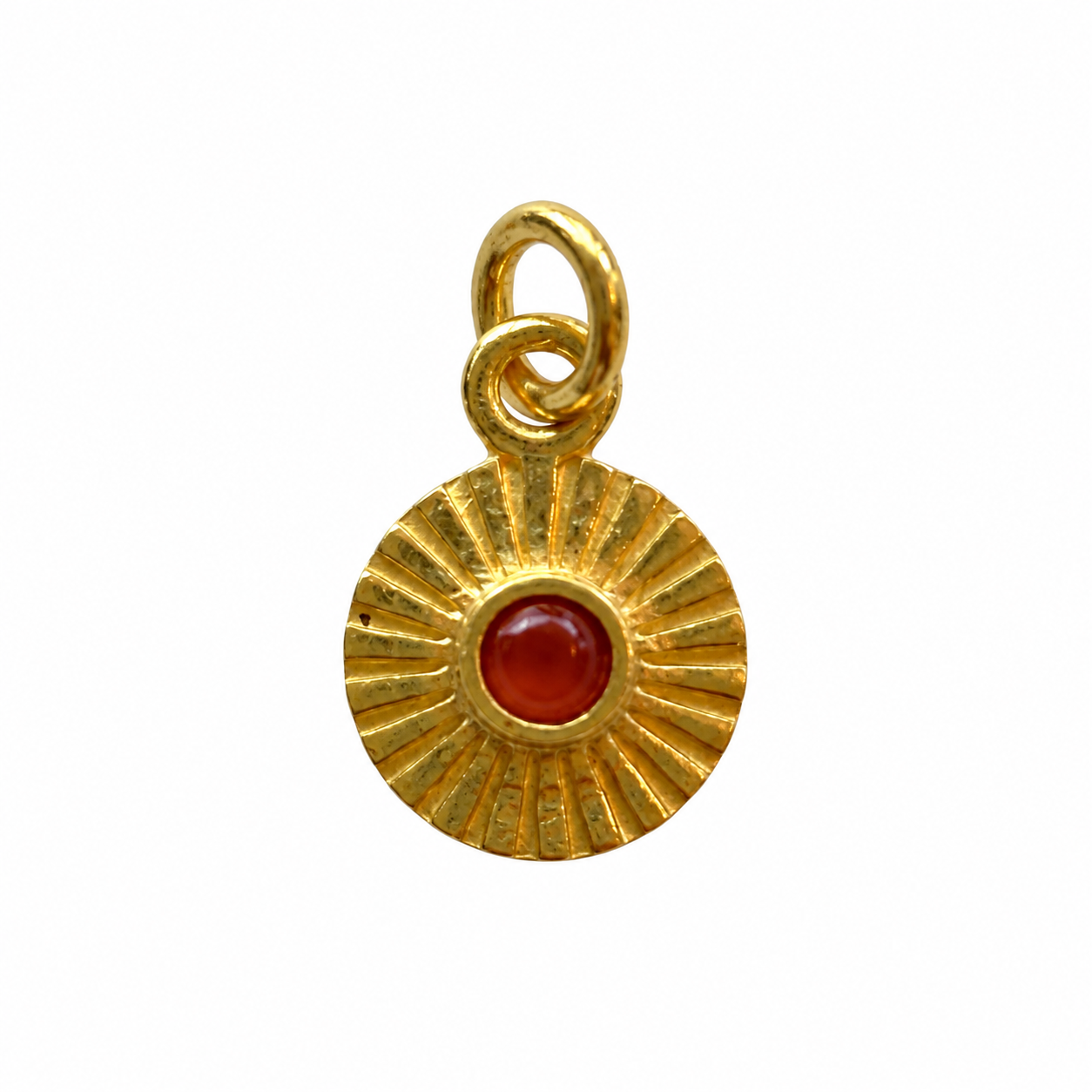 Karneol sunburst charm – 18k forgyldt sølv vedhæng Karneol sunburst charm – 18k forgyldt sølv vedhæng