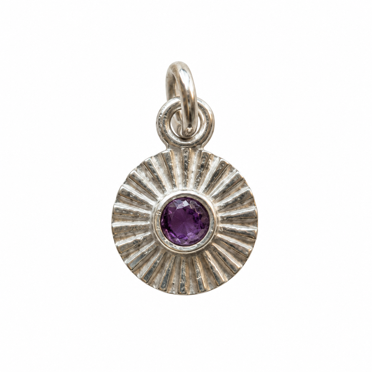 Ametyst sunburst charm – 925 Sølv vedhæng Ametyst sunburst charm – 925 Sølv vedhæng