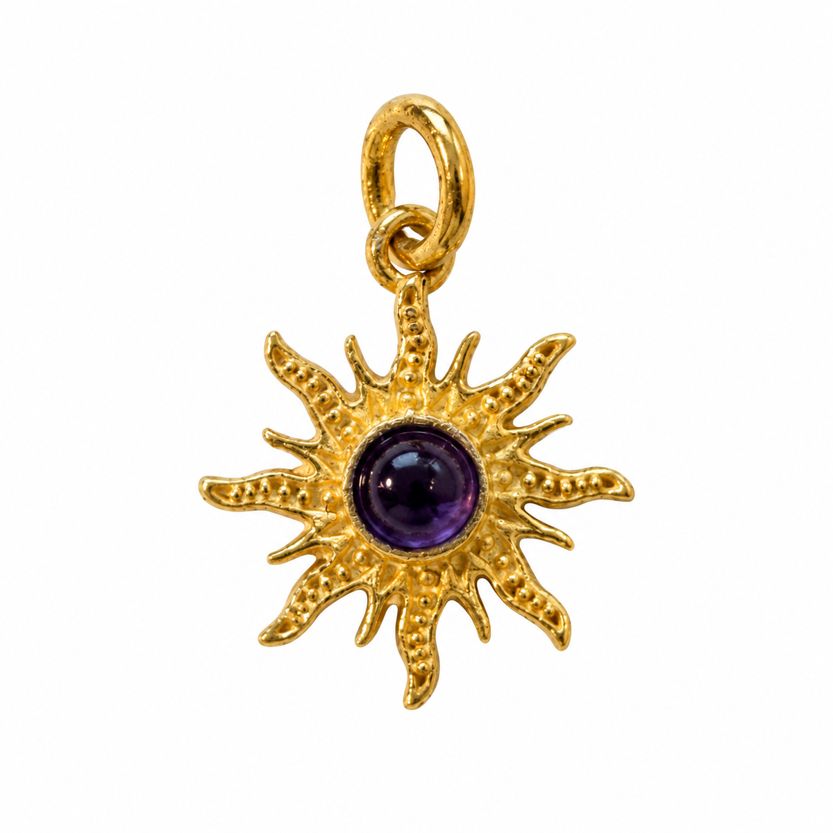 Ametyst sunray charm – 18k forgyldt sølv vedhæng Ametyst sunray charm – 18k forgyldt sølv vedhæng