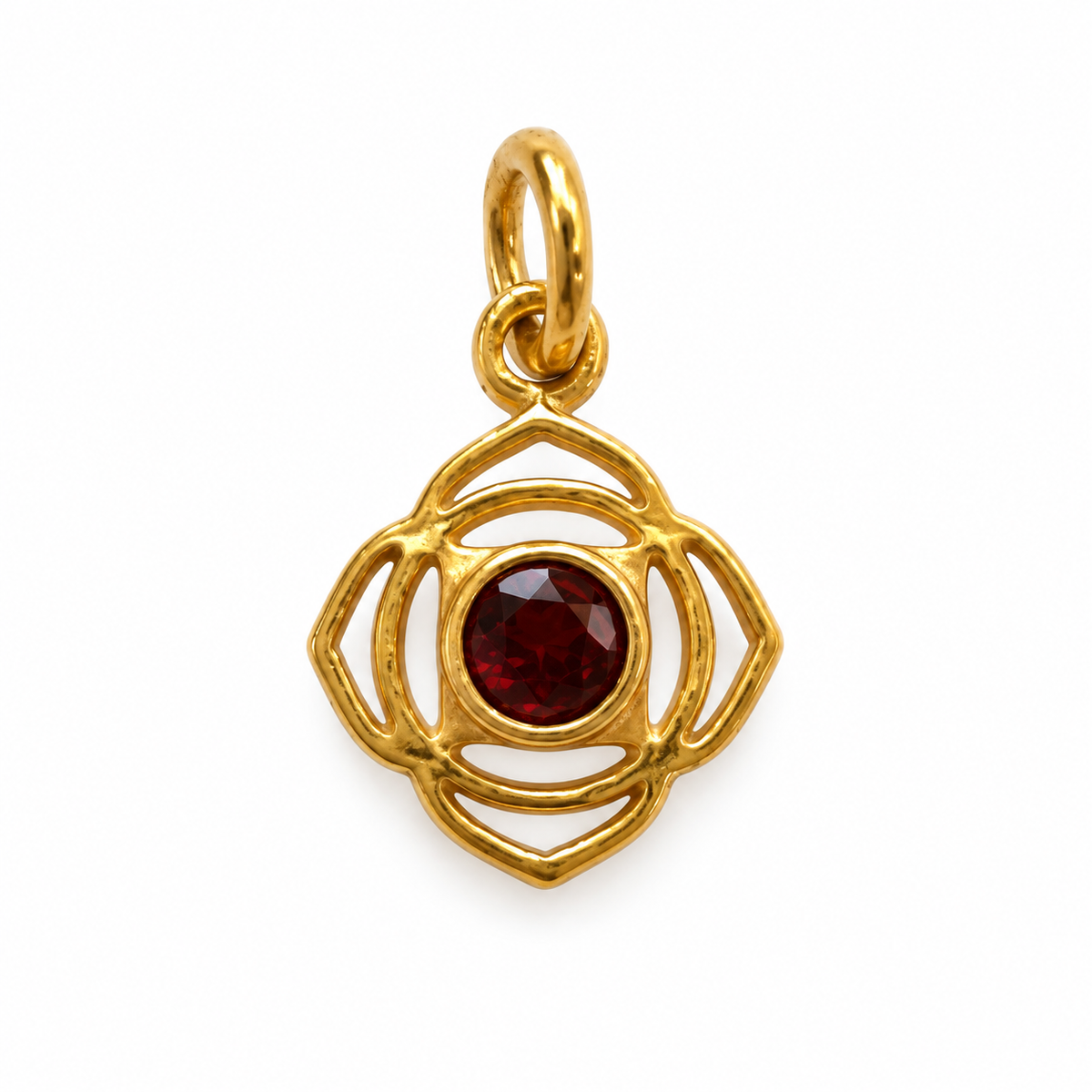 Garnet root chakra charm – 18k forgyldt sølv vedhæng Garnet root chakra charm – 18k forgyldt sølv vedhæng