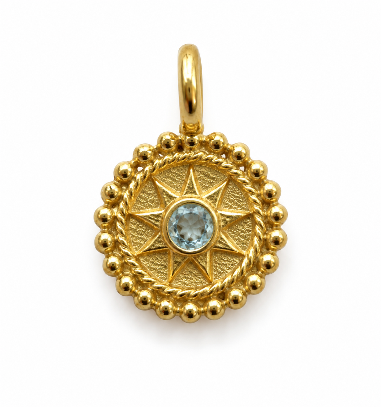 Blå Topaz charm – 18k forgyldt sølv vedhæng Blå Topaz charm – 18k forgyldt sølv vedhæng