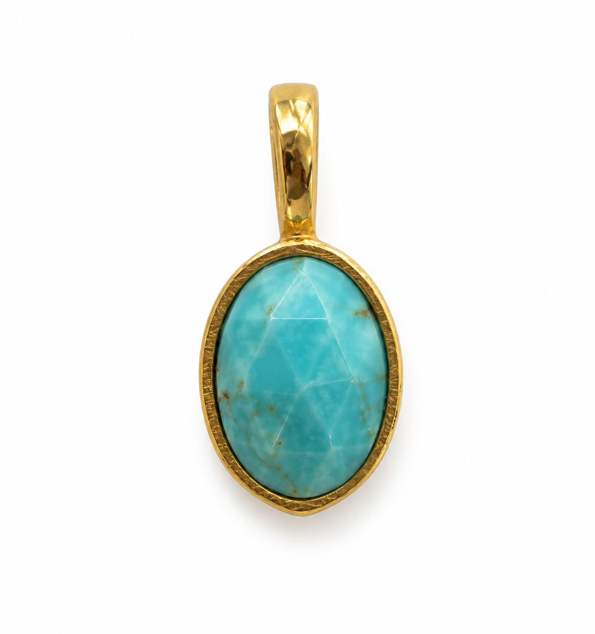 Tibetansk Turkis Rose cut charm – 18k forgyldt sølv vedhæng Tibetansk Turkis Rose cut charm – 18k forgyldt sølv vedhæng