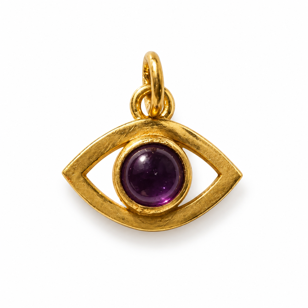 Ametyst evil eye charm – 18k forgyldt sølv vedhæng Ametyst evil eye charm – 18k forgyldt sølv vedhæng