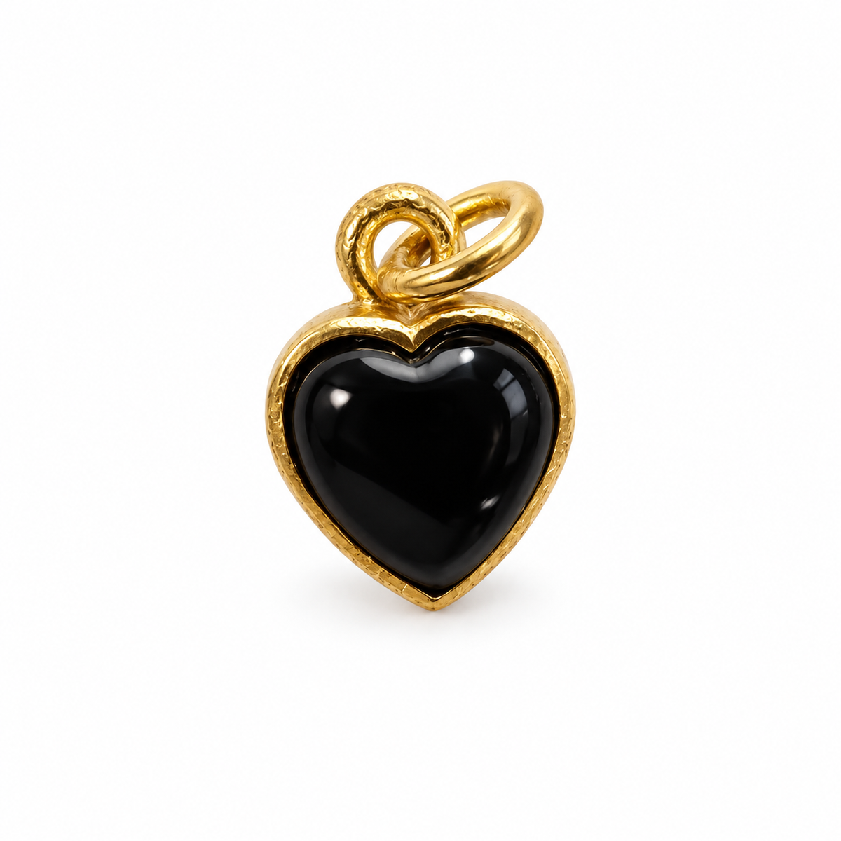 Sort onyx hjerte charm – 18k forgyldt sølv vedhæng Sort onyx hjerte charm – 18k forgyldt sølv vedhæng