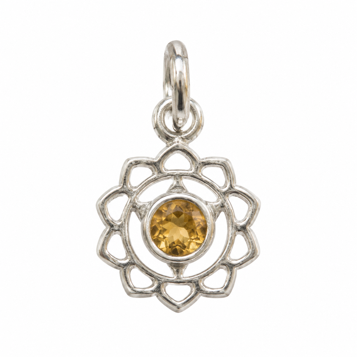 Citrin solar plexus chakra charm – 925 sølv vedhæng Citrin solar plexus chakra charm – 925 sølv vedhæng