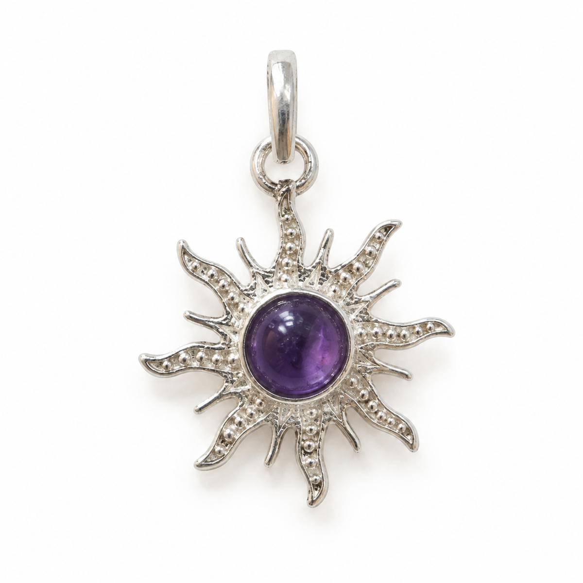 Ametyst sunray charm – 925 sølv vedhæng Ametyst sunray charm – 925 sølv vedhæng