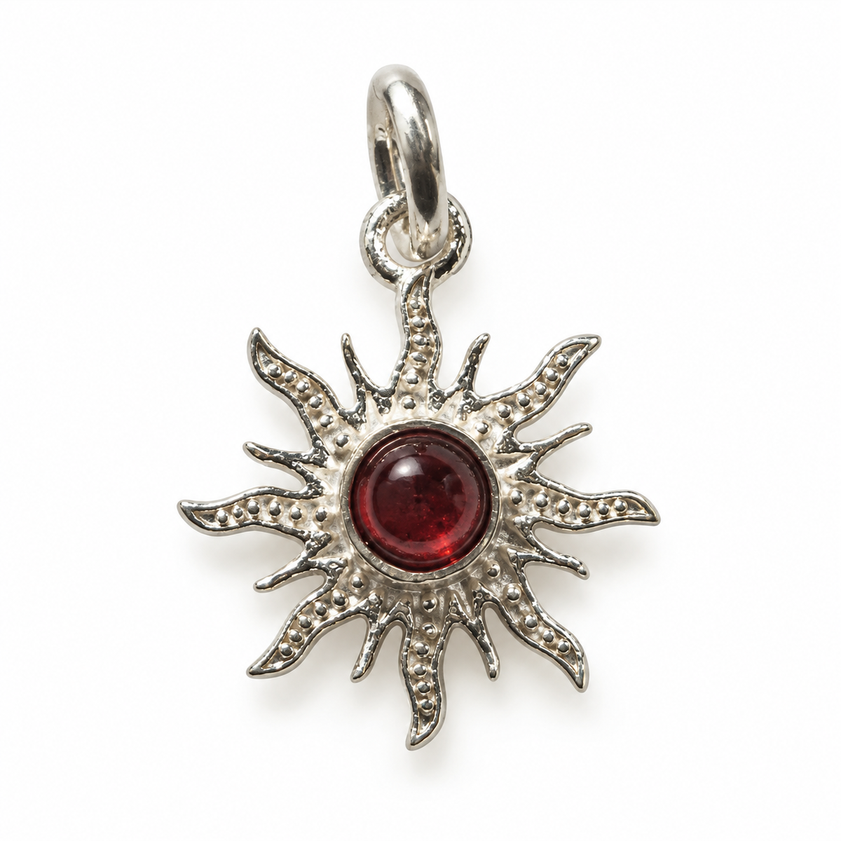Garnet sunray charm – 925 sølv vedhæng Garnet sunray charm – 925 sølv vedhæng
