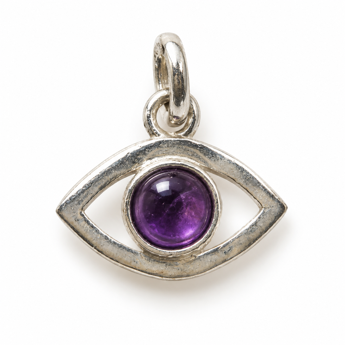Ametyst evil eye charm – 925 sølv vedhæng Ametyst evil eye charm – 925 sølv vedhæng