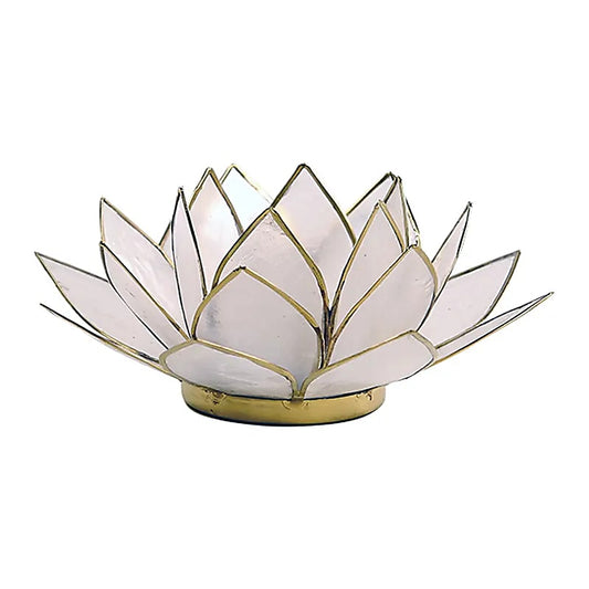 Billede af Hvid Lotus lysestage i Capiz skaller 13,5 cm
