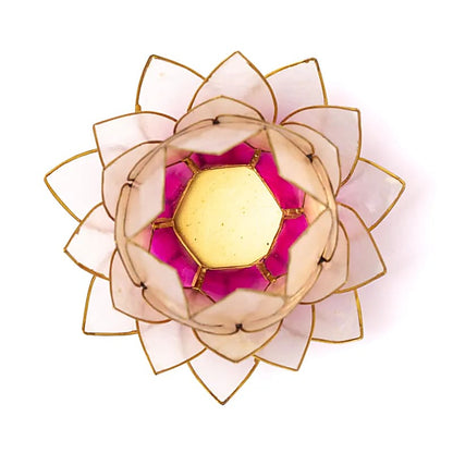Pink Lotus lysestage i Capiz skaller 15 cm