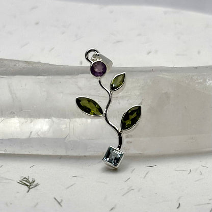 Magic flower vedhæng | 925 Sterling Sølv og 5 krystaller