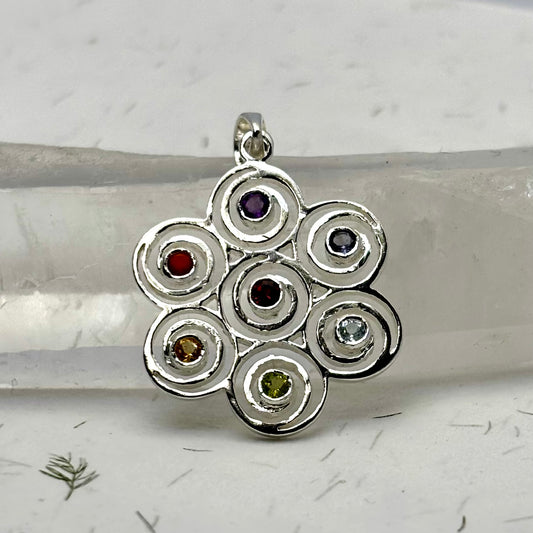 Billede af Syv Spiral vedhæng | 925 Sterling Sølv, 7 krystaller