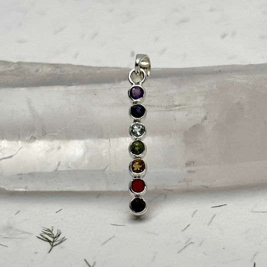 Billede af Chakra stav vedhæng | 925 Sterling Sølv, 7 krystaller