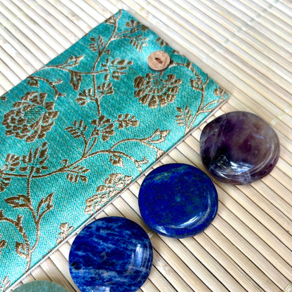 Turquoise Gold Flowers - Intention Wristband
