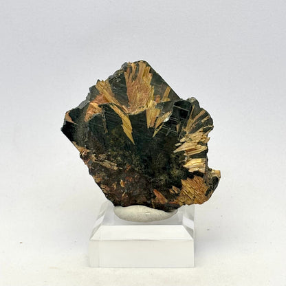 Gylden rutil på hæmatit 5 cm