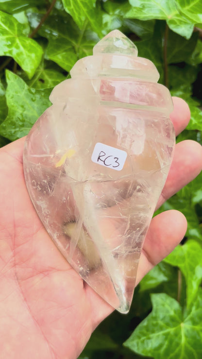 Rituel konkylie | håndskåret Himalaya Bjergkrystal | 12,8 cm