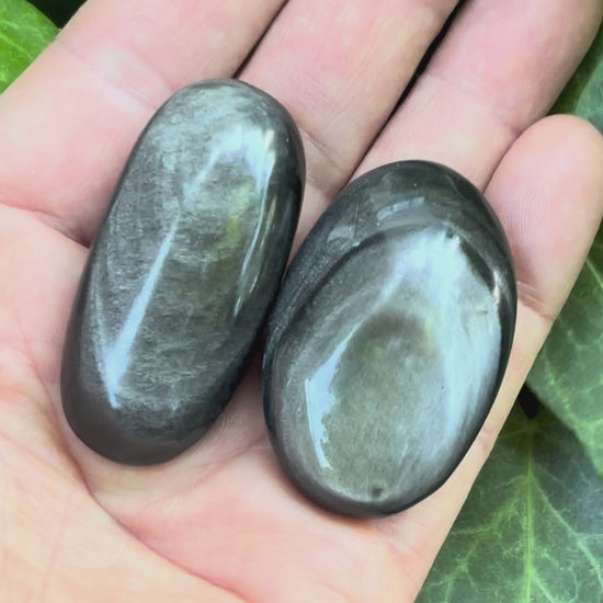  Billede af Silver obsidian palmstone - 5 cm